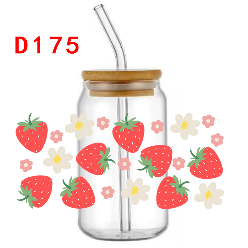 D175 16oz Fruit Pattern Cup Wraps Sticker