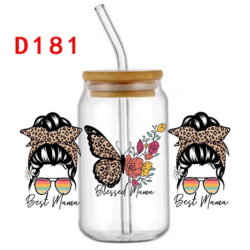D181 16oz Butterfly Pattern Cup Wraps Sticker